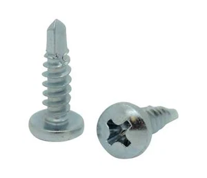 #8 x 5/8" Zinc Pan Head Phillips TEK Self Drilling Sheet Metal Screws, 100 Qty ( - Picture 1 of 2