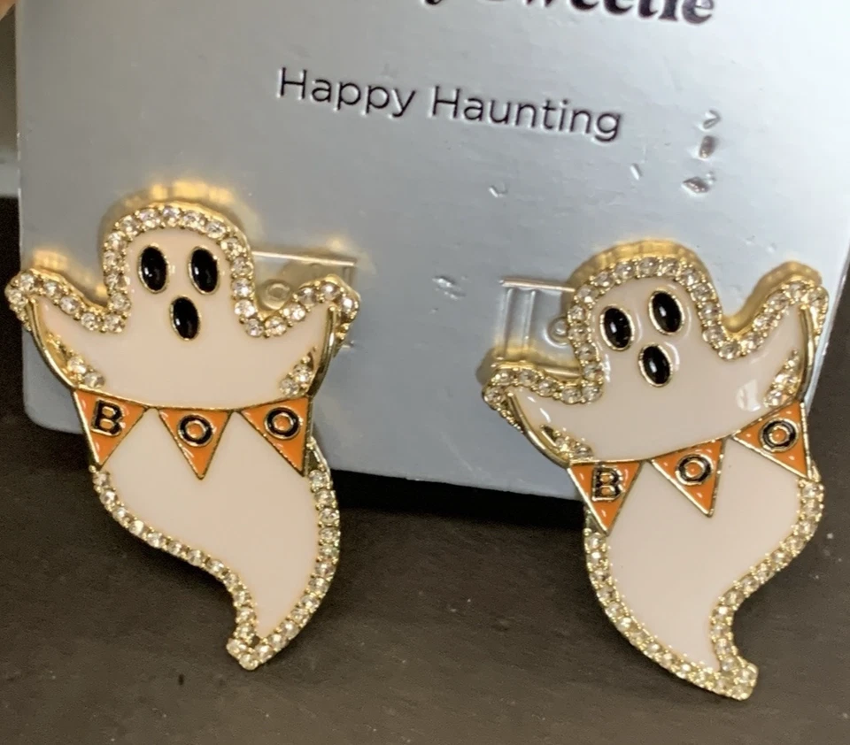 Sugarfix By Baublebar Earrings Spooky Sweetie Ghost BOO flying Ghosts Bling
