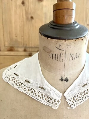 Винтажный французский льняной вышитый воротник c1930 - Изображение 1 из 4