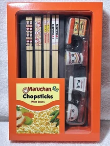 Maruchan chopsticks with rests : 4 Pair Chopsticks+4 Ceramic Chopstick Rests*NEW - Picture 1 of 7