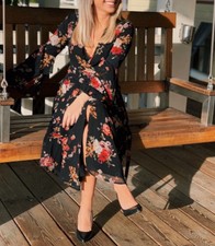 Hallhuber Kleid Schwarz Blumen 48b508 
