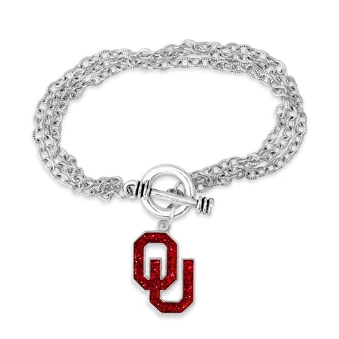 Oklahoma Sooners Game Day Glitter Toggle Bracelet Jewelry Gift Licensed OU Cover