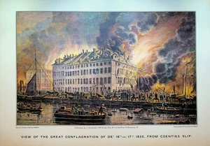 Currier & Ives Calendar Topper 1974 Great Conflagration New York City Fire 1835 - Picture 1 of 1