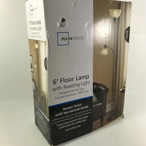 Metal Floor Lamp with Reading Light Uplight Stand, 72" Brown, broken untested - Picture 1 of 4