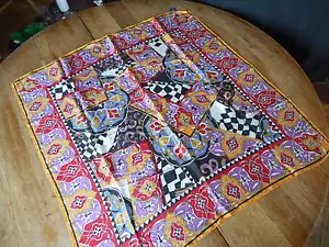 Scarf Vintage Honey 100% Silk Print Beautiful Colors Used inspect all pictures - Picture 1 of 8
