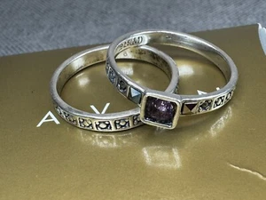 Vintage Avon Neu im Karton 1998 Sterlingsilber 925 Amethyst & Markasit Ring Set Größe 10 - Bild 1 von 4