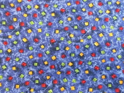 3- Yds Quilting Cotton Fabric Blue Colorful Confetti Squares English Coll 235 - Image 1 of 4
