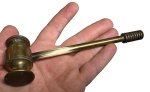 Mazo de mazo de latón macizo antiguo de colección martillo juez de honor abogado - Imagen 1 de 22