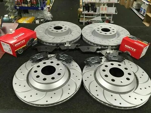 SEAT LEON 1M1 1.8 T CUPRA R FRONT & REAR DRILLED GROOVED BRAKE DISCS PADS SET - Picture 1 of 3
