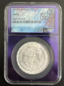 1962-Mo Mexico Silver Peso NGC MS 65 TraderBea Custom Core - Picture 1 of 2