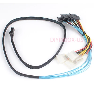 Mini-SAS SFF-8087 to 4 X SAS SFF-8482 Adaptec RAID 5405 with Power Cable New - Image 1 of 4