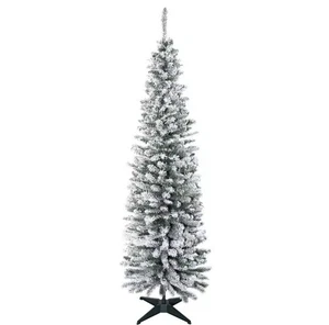 ALBERO DI NATALE SLIM 180 Cm Innevato Artificiale Con 390 Rami E Base Pieghevole - Foto 1 di 8