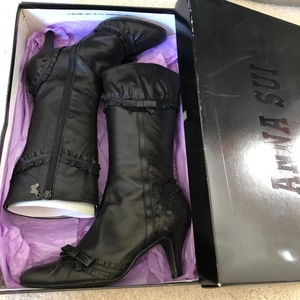 Anna Sui (Japan) schwarze Lederstiefel mit Absatz Größe 24 (7,5) - Bild 1 von 21