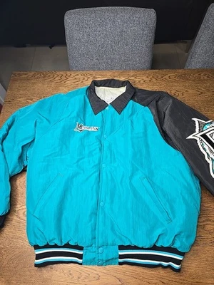 Florida Marlins Vintage Starter MLB Puffer Jacket Sz Large L Made In USA - Image 1 of 4