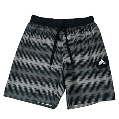 Adidas Hombre BoardShorts Negro Gris Rayas Logo Cordón L Foto 1 de 4