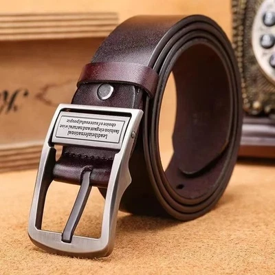 INTERNATIONAL Mens Genuine Leather Belts Cowhide Belt Ratchet Waistband Metal Pin Buckle Dress
