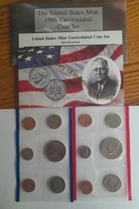 1996 US Mint Uncirculated 11-Coin P & D Set with 1996-W Roosevelt Dime - Picture 1 of 1