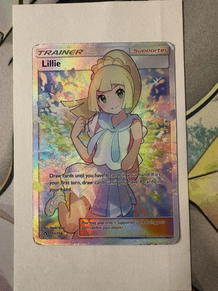 Lillie 151/156 Sun + Moon Ultra Prism Full Art Pokemon Card Rare Holo Damaged - Image 1 of 2