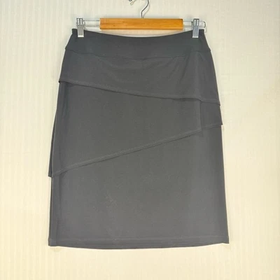 Falda negra lisa asimétrica Joseph Ribkoff en capas talla 10 cintura elástica Foto 1 de 4