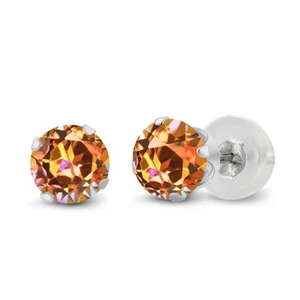 1.10 Ct Round 5mm Ecstasy Mystic Topaz 10K White Gold Stud Earrings - Picture 1 of 6