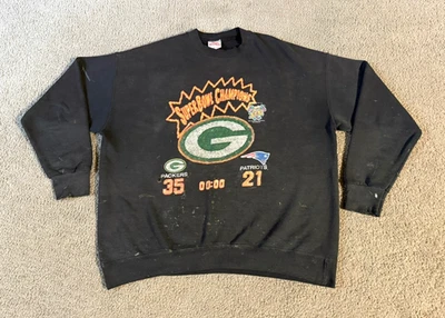 VTG Nutmeg Green Bay Packers Super Bowl XXXI Distressed Sweatshirt - XXL - Image 1 of 4
