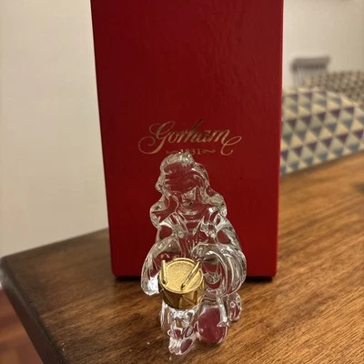 Gorham Crystal Nativity Scene Drummer Boy with Gold Drum - In Box - Image 1 of 4