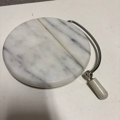 "Tablero de queso redondo en mármol blanco italiano blanco tabla de queso 7,5""" Foto 1 de 4