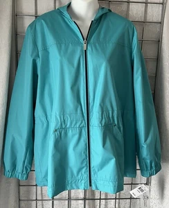 NWT FLEET STREET Jacket w Hood • Water Repellent • SIZE PL • AQUA BLUE - Picture 1 of 8