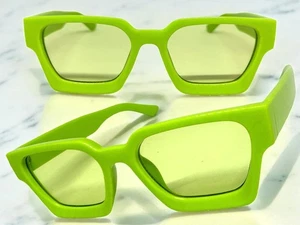 OCCHIALI DA SOLE uomo o donna stile classico vintage retrò lenti spesse verde fluo - Foto 1 di 6