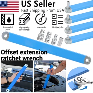 Offset Extension Ratchet Wrench Set with 4 Adapters Impact Ready Chrome Plated - Picture 1 of 15