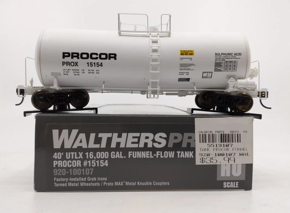 Walthers 920-100107 HO Procor UTLX 16K Gallon Funnel-Flow Tank Car #15154 NIB - Image 1 of 1