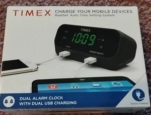 Timex Dual Alarm Clock with Dual USB Charging RediSet Auto Time Setting System - Picture 1 of 2
