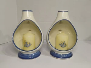 Vintage DELFT Hand Painted Chimney Style Candle Holder w/ candle 5.75” Holland - Bild 1 von 12