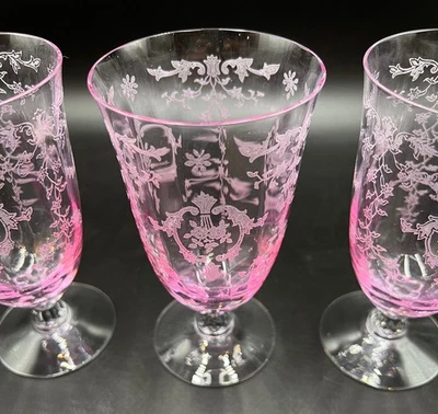 FOSTORIA NAVARRE PINK  FOOTED 6" ICED TEA GLASS    652B - Image 1 of 4