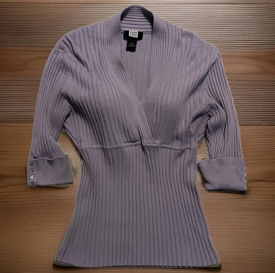 Suéter Babydoll De Colección Y2K M Ajustado Profundo V Coqueta Preppy Pastel Púrpura Femenino Foto 1 de 4