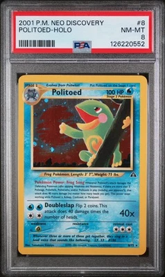 PSA 8 NM-MT Politoed Neo Discovery Holo Rare Pokemon Card 8/75 - Image 1 of 2