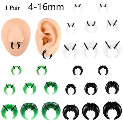 1 par de anillos de nariz de vidrio piercing tabique cuernos de buey pendientes expansores de oreja 4-16 mm Foto 1 de 4