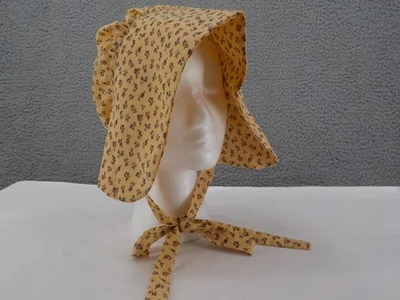 PIONEER SUN BONNET W TIES PERIOD COSTUME SPECIALTY PRIARIE FRONTIER PALE PRINT - Image 1 of 4