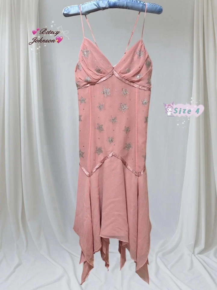 ✨Raro Vestido sin Mangas Betsey Johnson Vintage Estrella Estrella - Icónico Ropa de Sueño Y2K✨ Foto 1 de 4