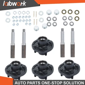 Labwork 4 Sets 4 on 4"Trailer Hub Kit and 1" Round BT8 Spindle W/Trailer Bearing - Bild 1 von 15