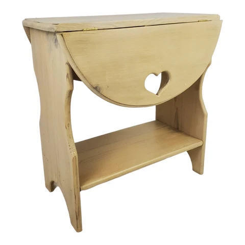 Vintage Drop Leaf Table Side Occasional With Bookshelf Farmhouse French Country Cover