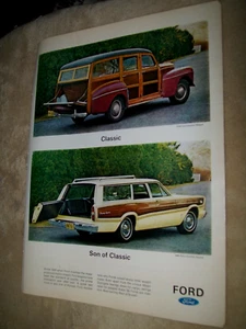 1966 Ford Country Squire Wagon mit Oldtimer 1946 Woody - original Zeitschriftenanzeige - Bild 1 von 1