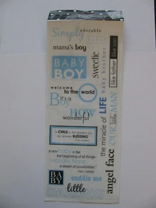 Me & My Big Ideas BABY BOY SAYINGS BLUE 12" X 5" Sticker Sheet NIP - Picture 1 of 3
