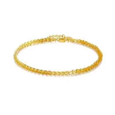 18K Solid Gold Phoenix Tail Chain Bracelet Heart Beautiful Charm Jewelry 7.1" - Image 1 of 4
