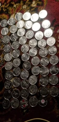 Canada Commemorative 25 Cents Coins Collection Of 60 Different Coins. - Image 1 of 4