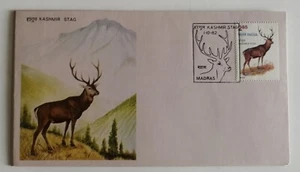 India 1982 Kashmir Stag Wildlife Conservation Fauna Deer Animals Stamped FDC - Picture 1 of 2