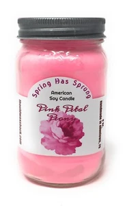 Pink Petal Peony - Pure Soy Candle - Hand Poured In Mason Jar - SHIPS FREE - Picture 1 of 2