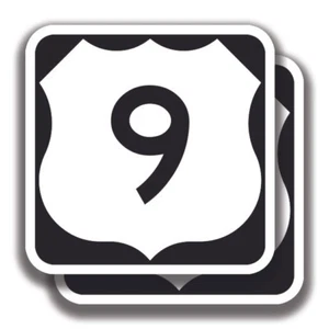 U.S. Route 9 Aufkleber 2 Sticker Straßenschild Bogo Highway Auto LKW Stoßstange Fenster - Bild 1 von 1