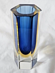 Mandruzzato Murano glass vase Sommerso blue and amber vase, Circa 1960’s - Picture 1 of 10