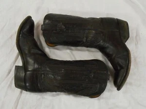 EXOTIC LUCCHESE mens CHOCOLATE Brown BABY BUFFALO leather Cowboy Boots SZ 9D - Picture 1 of 9